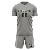 Custom Gray Dark Green Soccer Set