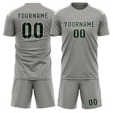Custom Gray Dark Green Soccer Set