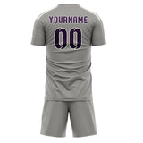 Custom Gray Purple Soccer Set