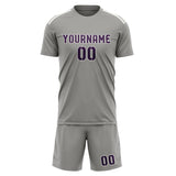 Custom Gray Purple Soccer Set