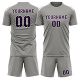 Custom Gray Purple Soccer Set