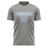 Custom Gray Light Blue Soccer Jersey