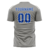 Custom Gray Sky Blue Soccer Jersey