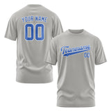 Custom Gray Sky Blue T-Shirt