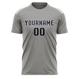 Custom Gray Navy Soccer Jersey