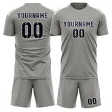 Custom Gray Navy Soccer Set