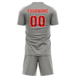 Custom Gray Orange Red Soccer Set