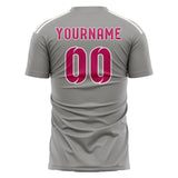 Custom Gray Pink Soccer Jersey