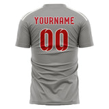 Custom Gray Red Soccer Jersey