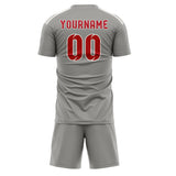 Custom Gray Red Soccer Set