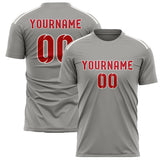 Custom Gray Red Soccer Jersey
