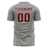 Custom Gray Crimson Red Soccer Jersey