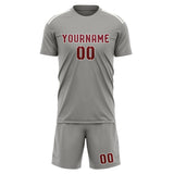Custom Gray Crimson Red Soccer Set
