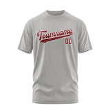 Custom Gray Crimson Red T-Shirt