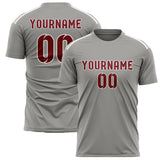 Custom Gray Crimson Red Soccer Jersey