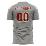 Custom Gray Coral Red Soccer Jersey