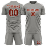Custom Gray Coral Red Soccer Set