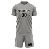 Custom Gray Black Soccer Set