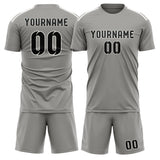 Custom Gray Black Soccer Set