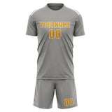 Custom Gray Yellow Soccer Set