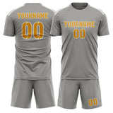 Custom Gray Yellow Soccer Set