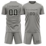 Custom Gray Dark Grey Soccer Set