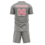 Custom Gray Light Pink Soccer Set