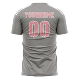 Custom Gray Light Pink Soccer Jersey