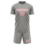 Custom Gray Light Pink Soccer Set