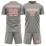 Custom Gray Light Pink Soccer Set