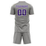 Custom Gray Light Purple Soccer Set