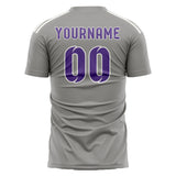 Custom Gray Light Purple Soccer Jersey