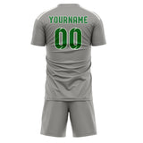 Custom Gray Emerald Green Soccer Set