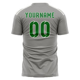 Custom Gray Emerald Green Soccer Jersey