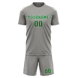 Custom Gray Emerald Green Soccer Set