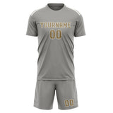 Custom Gray Light Khaki Soccer Set