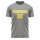 Custom Gray Light Yellow Soccer Jersey