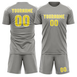Custom Gray Light Yellow Soccer Set