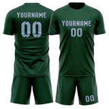 Custom Green Light Blue Soccer Set