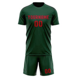 Custom Green Red Soccer Set