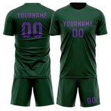Custom Green Light Purple Soccer Set