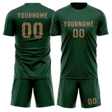 Custom Green Light Khaki Soccer Set