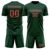 Custom Green Copper Rose Soccer Set