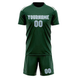 Custom Green Light Blue Soccer Set