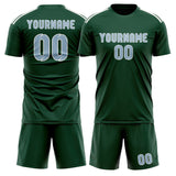 Custom Green Light Blue Soccer Set