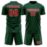 Custom Green Red Soccer Set