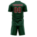 Custom Green Crimson Red Soccer Set