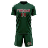 Custom Green Crimson Red Soccer Set
