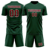 Custom Green Crimson Red Soccer Set