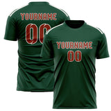 Custom Green Coral Red Soccer Jersey